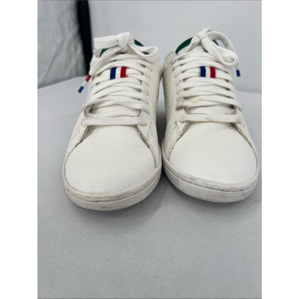 Le Coq Sportif White Sneakers with Green Heel Tab and Tricolor Lace Detail - Picture 9 of 9